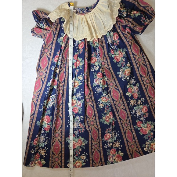Vintage Judy Lynn Floral Chintz Dress with Lace Collar Made in USA Cotton Size 4 - Picture 9 of 13